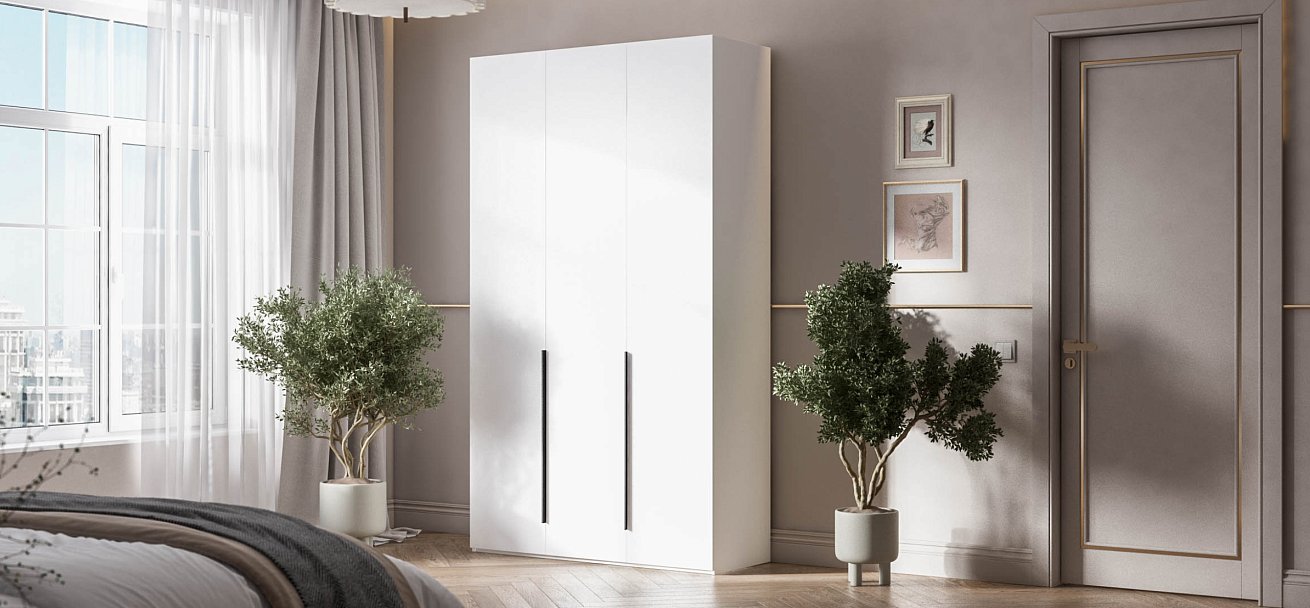 Босс Стандарт 135*236 шкаф распашной 3Д+ящики Белый