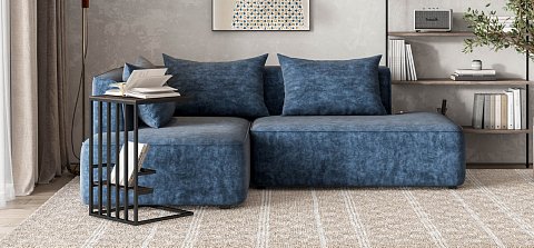 Угловой диван левый Кинг Твин велюр Роял синий 2