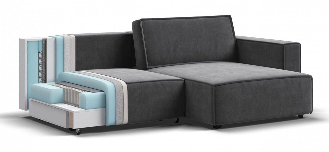 Угловой диван Босс Софт Модуль велюр Монолит серый