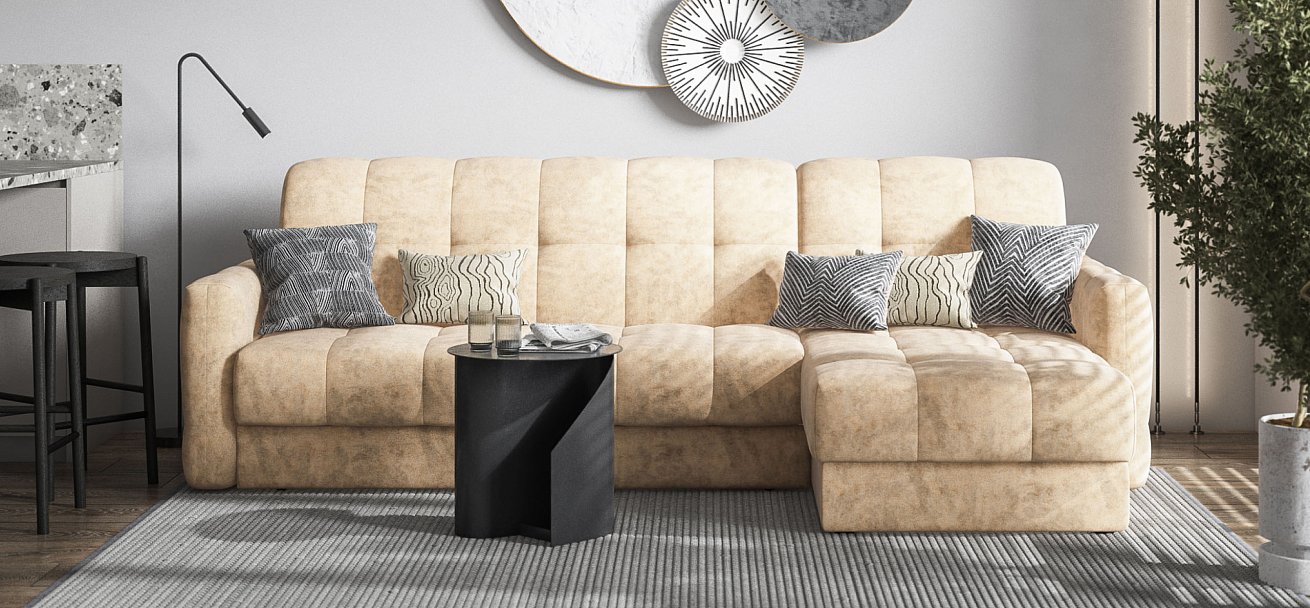 Угловой диван Босс Слип 160 велюр Роял шампань