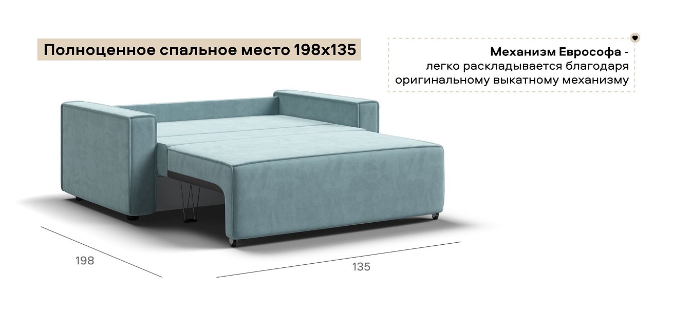 Диван Норд двухместный велюр Монолит аква