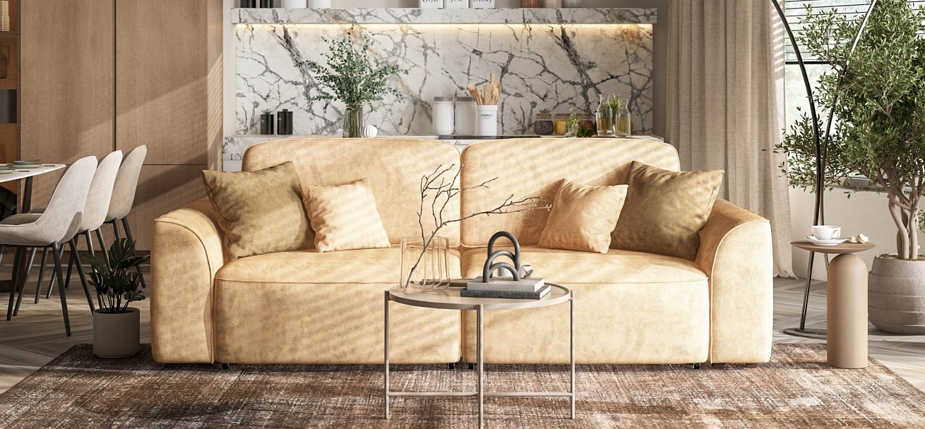 Диван Кинг велюр Роял шампань