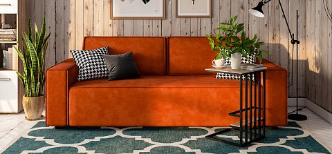 Диван Норд велюр Алькантара оранж 2
