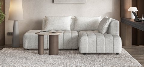 Угловой диван правый Босс Твин Шенилл Клауд крем 2