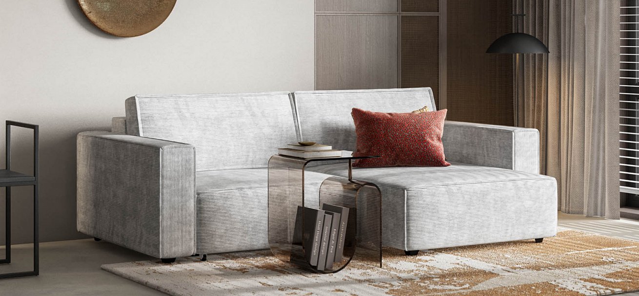 Угловой диван Босс Софт Модуль Вельвет Корд серый