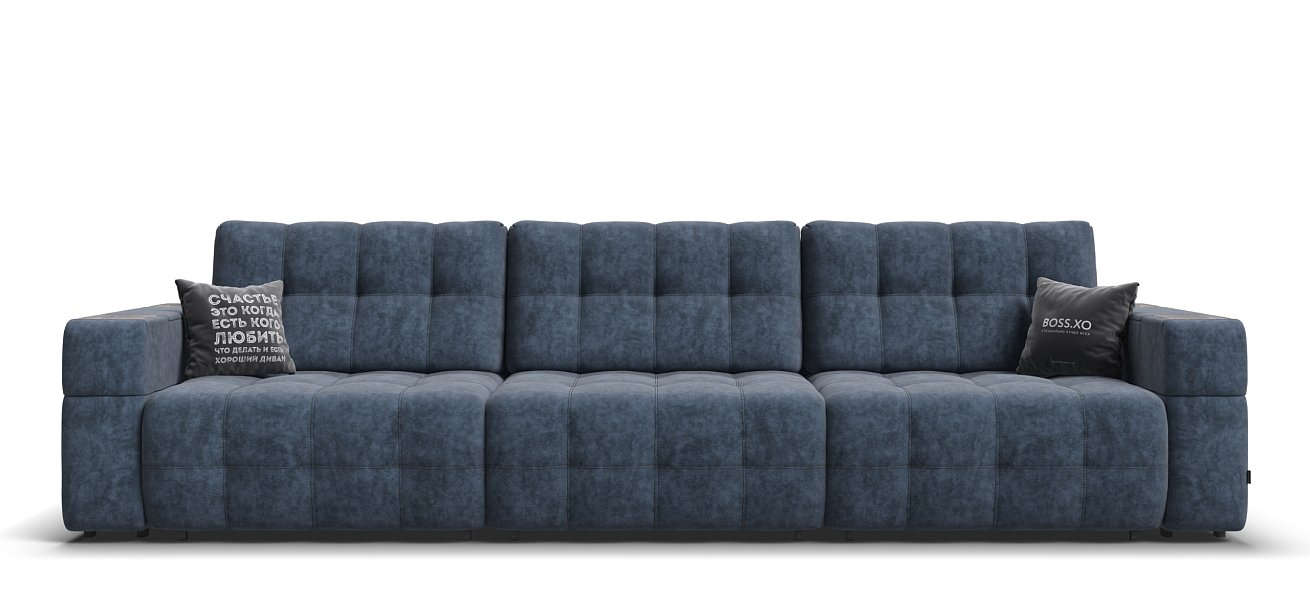 Диван Босс ХО Макс велюр Роял синий / Камень