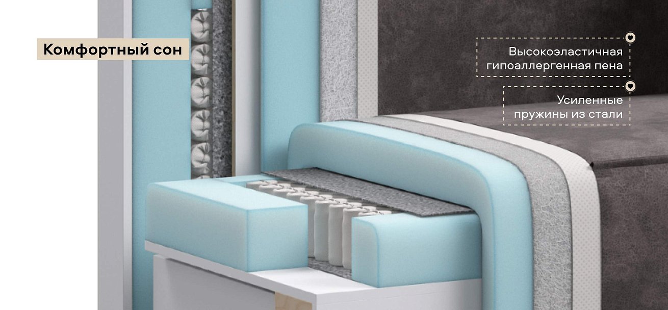 Диван Норд мини велюр Алькантара серый