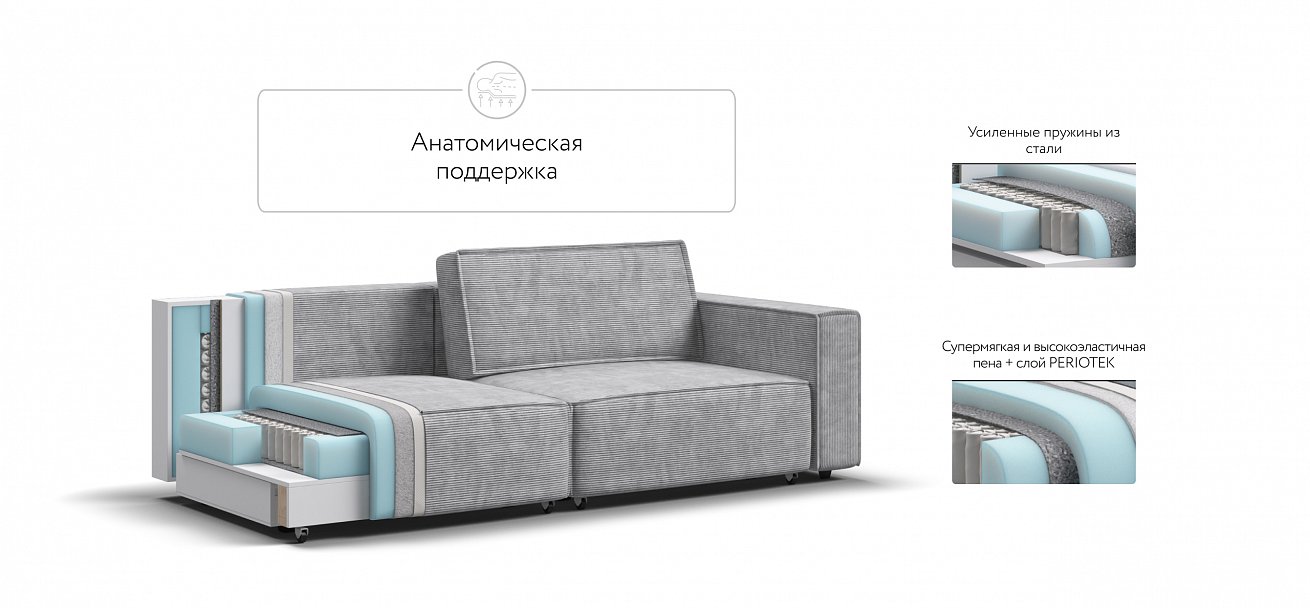 Диван Босс Софт Модуль Вельвет Корд серый