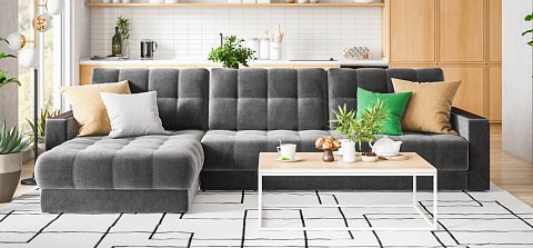 Угловой диван Босс Макс велюр Монолит серый 2