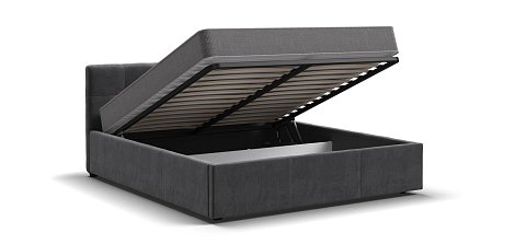 Белла Кровать+ПМ 160*200 велюр Монолит серый 3