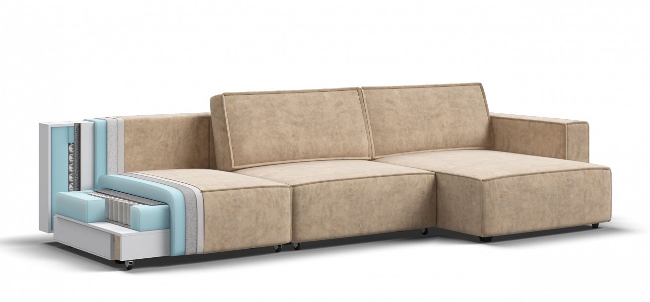 Угловой диван Босс Софт Модуль Макс велюр Роял шампань