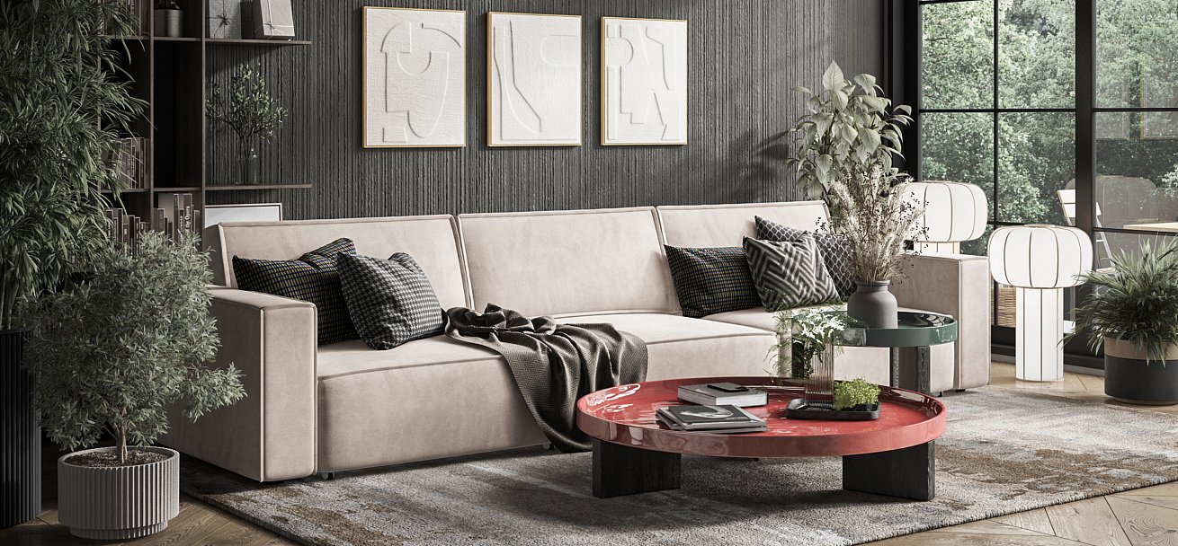 Диван Босс Софт Модуль Макс велюр Монолит латте