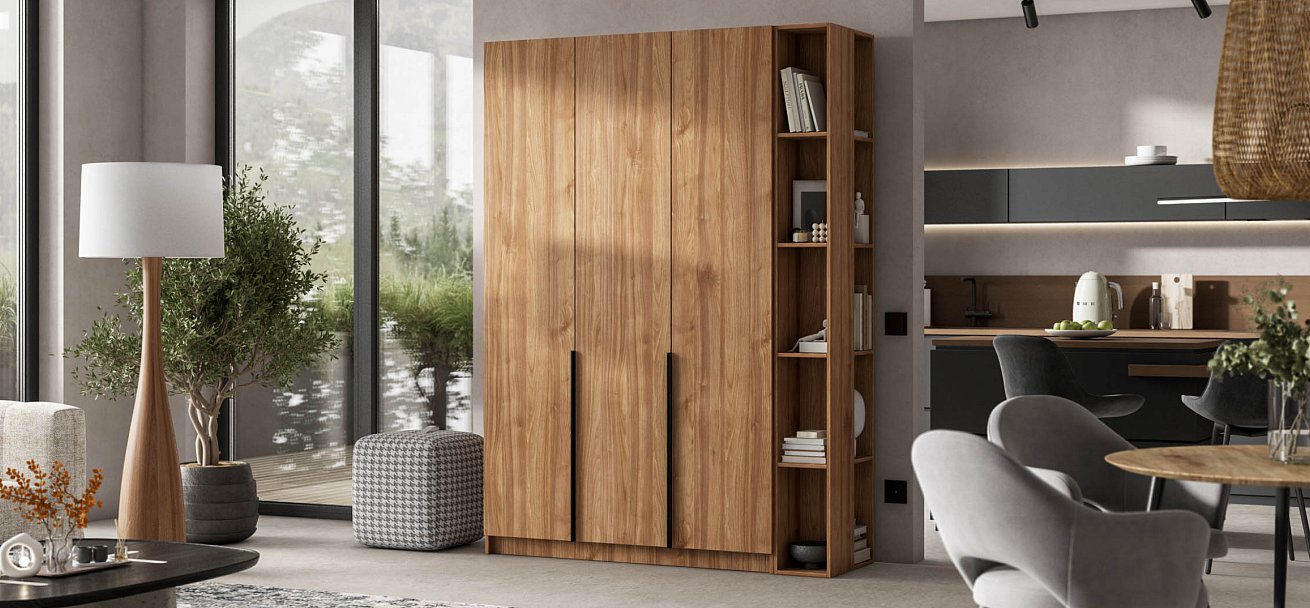 Босс Стандарт 135*220 шкаф распашной 3Д + ящики 01 Орех Селект