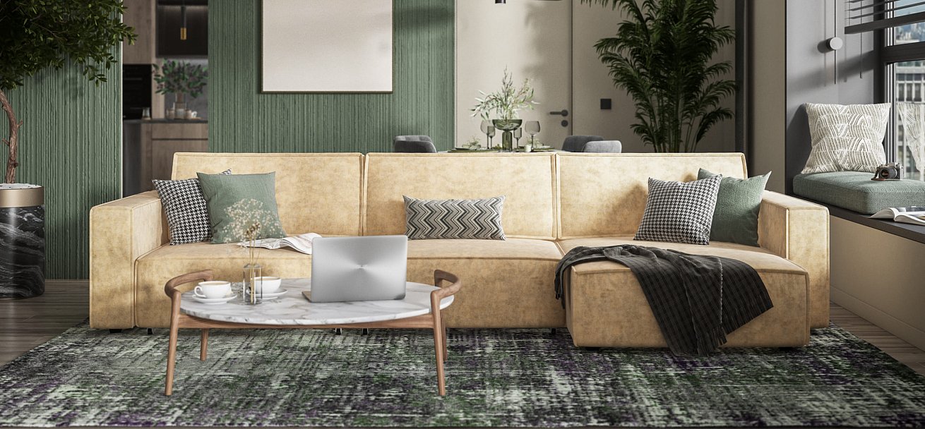 Угловой диван Босс Софт Модуль Макс велюр Роял шампань