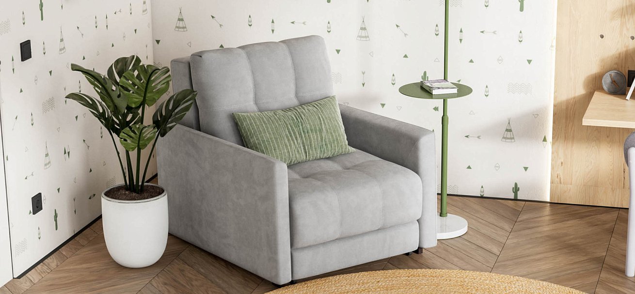 Босс Лофт кресло-кровать велюр Монолит сталь