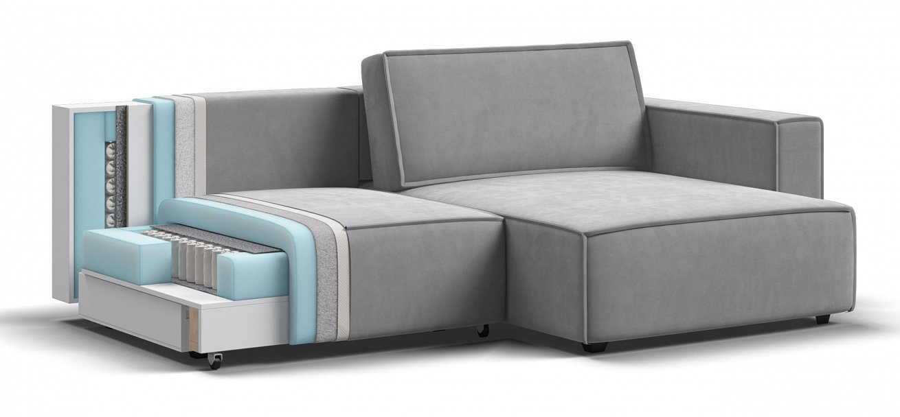 Угловой диван Босс Софт Модуль велюр Монолит сталь