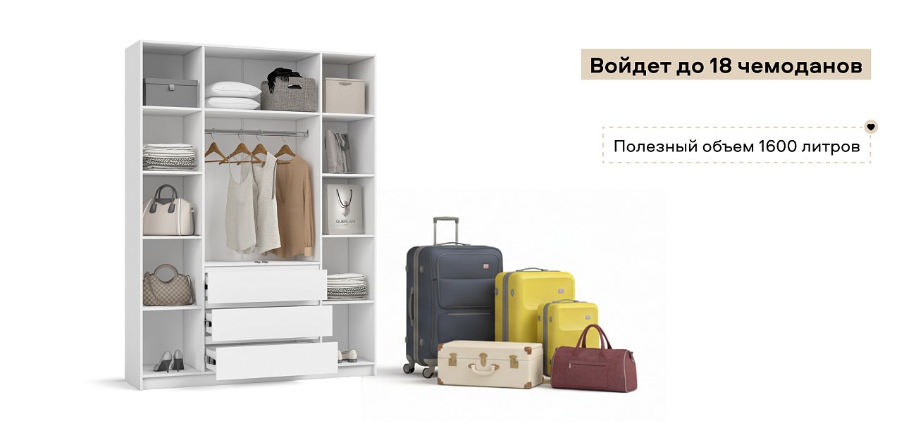 Идея 160 шкаф распашной 4Д+ящики Белый