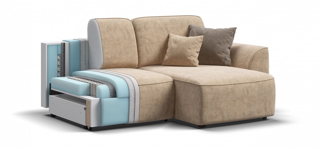 Угловой диван Кинг Модуль велюр Роял шампань