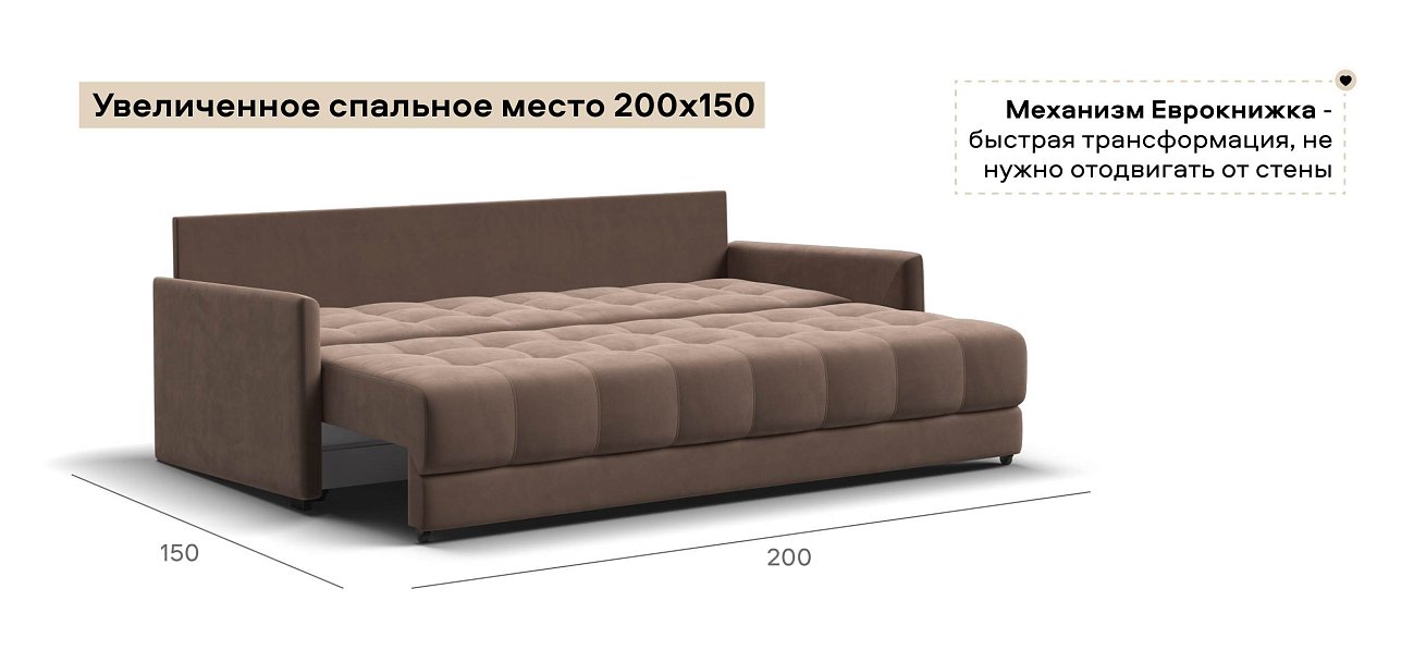 Диван Босс Лофт велюр Монолит мокко