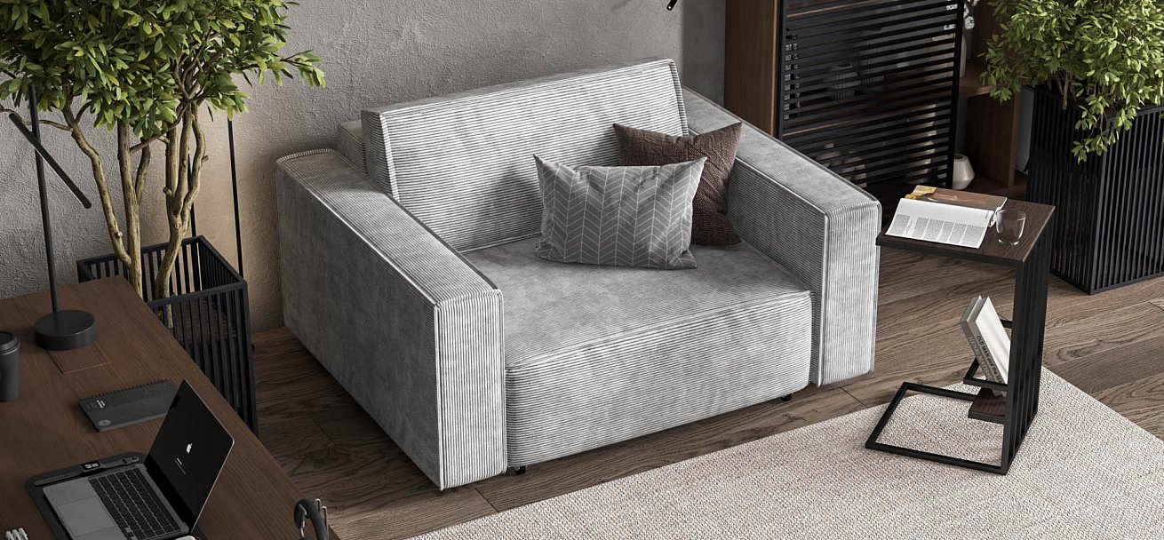 Кресло Босс Софт Модуль Вельвет Корд серый