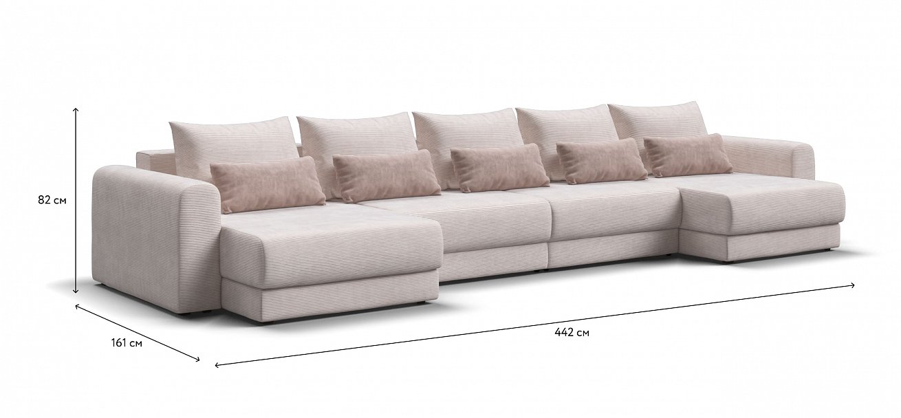 Модульный п-образный диван Ричмонд Модуль Вельвет Корд бежевый