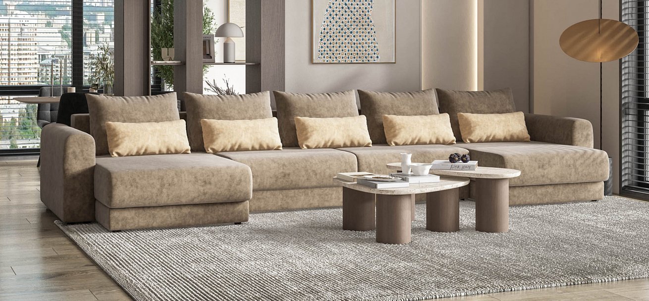 Модульный п-образный диван Ричмонд Модуль велюр Роял тауп