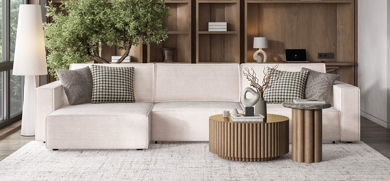 Угловой диван Босс Софт Модуль Макс Вельвет Корд бежевый