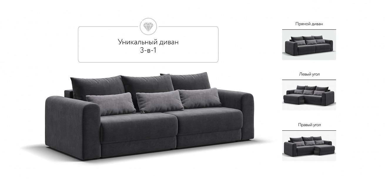 Модульный диван Ричмонд Модуль Вельвет Корд графит