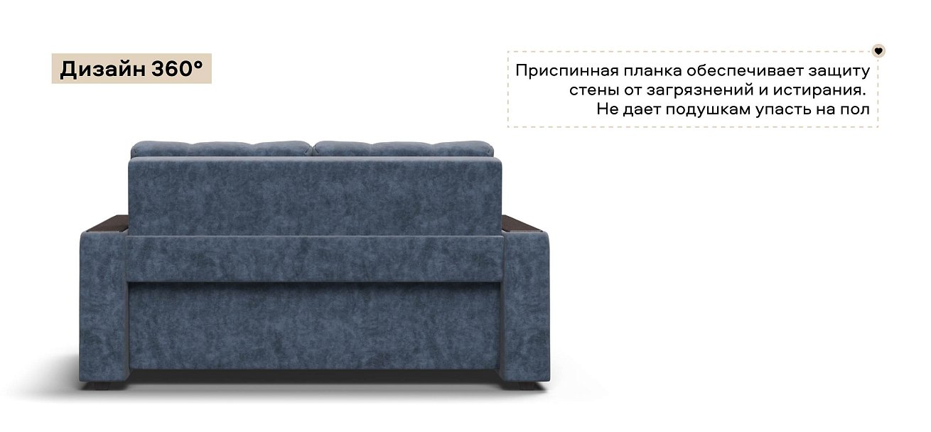 Диван Босс двухместный велюр Роял синий