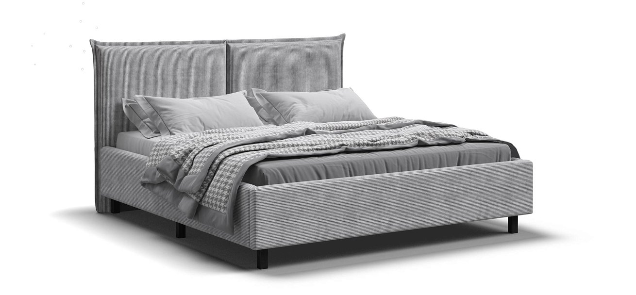 Лео Кровать 160*200 Вельвет Корд серый