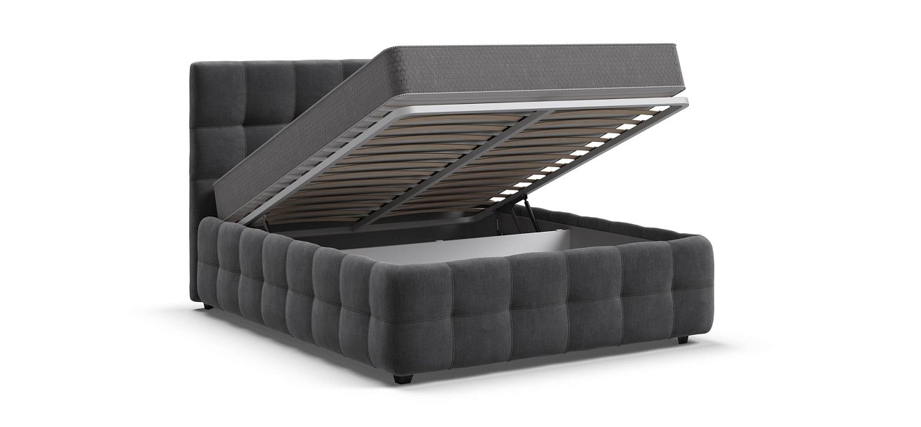 Босс Кровать+ПМ 140*200 велюр Монолит серый