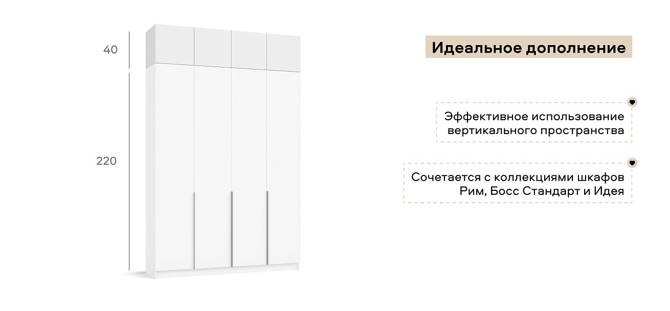 Антресоль 180 4Д Белый