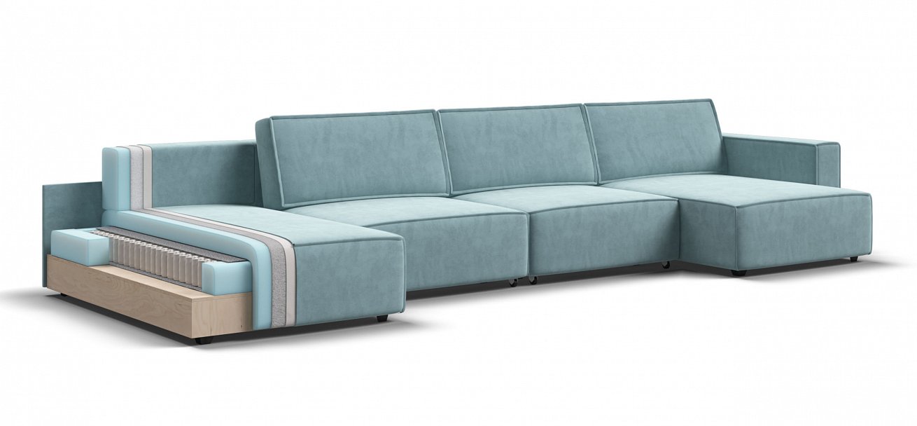 П-образный диван Босс Софт Модуль велюр Монолит аква