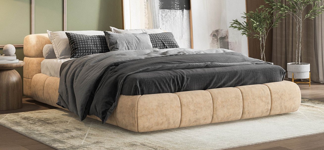 Босс Дрим Кровать+ПМ 160*200 велюр Роял шампань