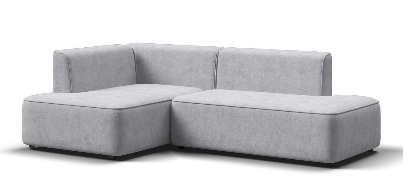 Угловой диван левый Кинг Твин Шенилл Клауд серый