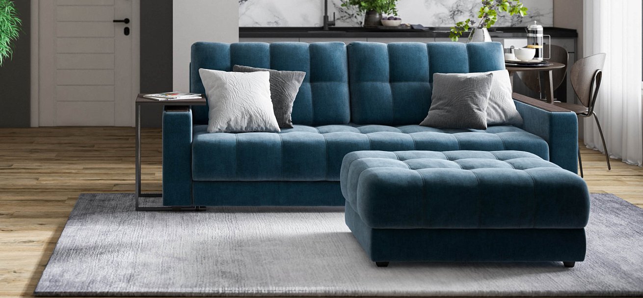 Босс пуф велюр Монолит синий