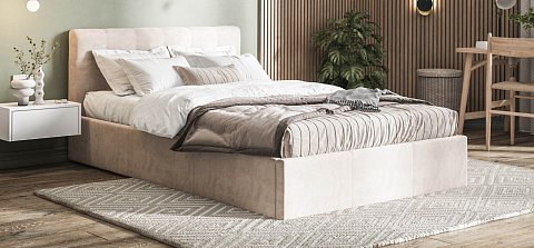 Белла Кровать без ПМ 140*200 велюр Монолит латте 2