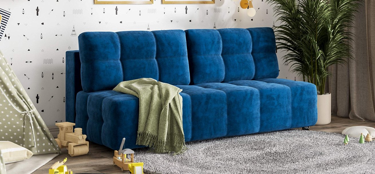 Диван Денди Мини велюр Монолит синий