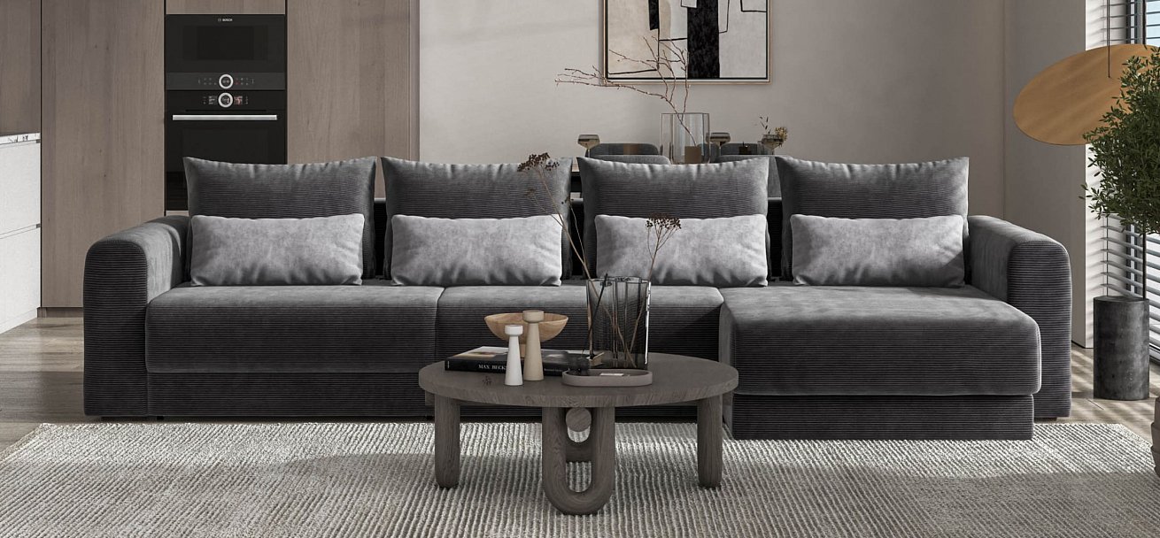 Модульный угловой диван Ричмонд Модуль Макс Вельвет Корд графит