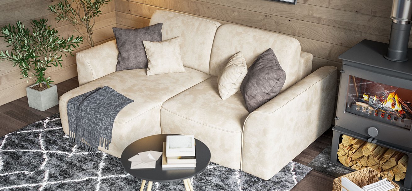 Угловой диван Кинг Модуль велюр Алькантара пепел