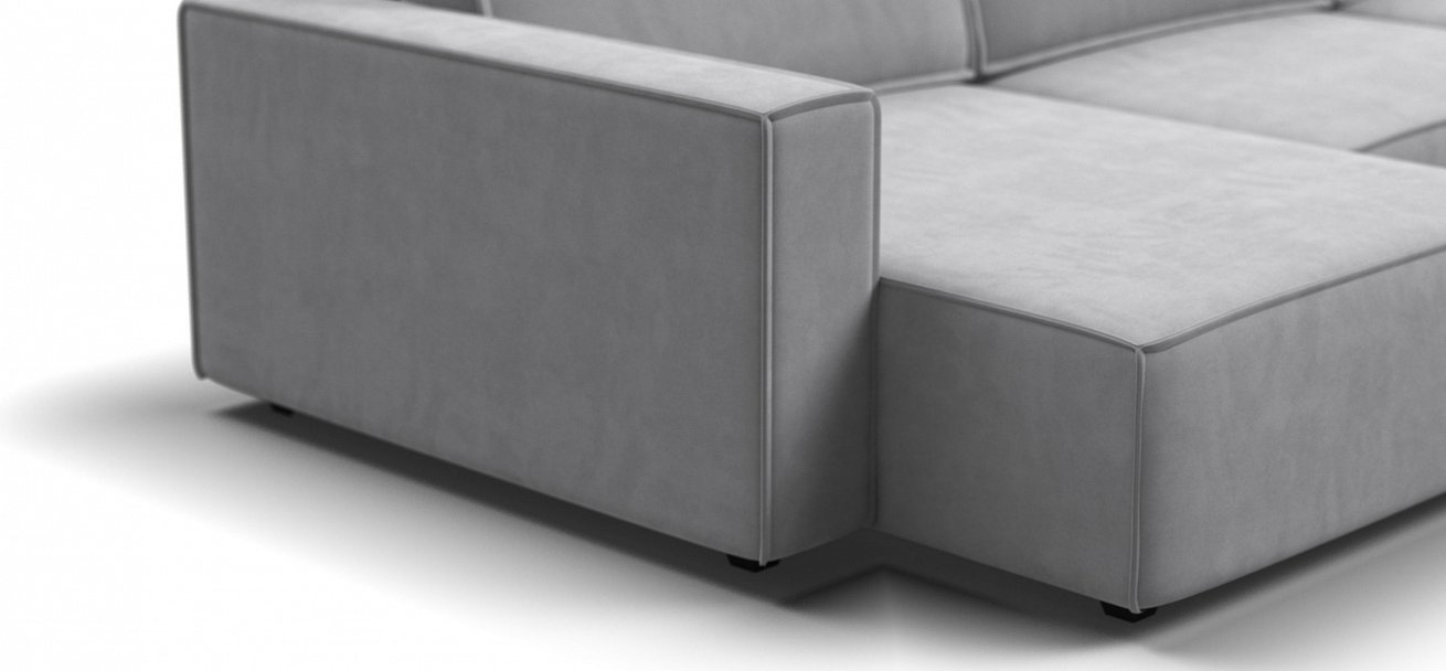 П-образный диван Босс Софт Модуль велюр Монолит сталь