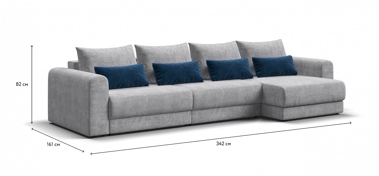 Модульный угловой диван Ричмонд Модуль Макс Вельвет Корд серый