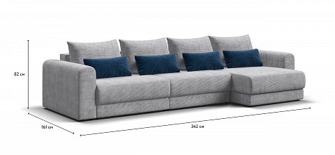 Модульный угловой диван Ричмонд Модуль Макс Вельвет Корд серый 1