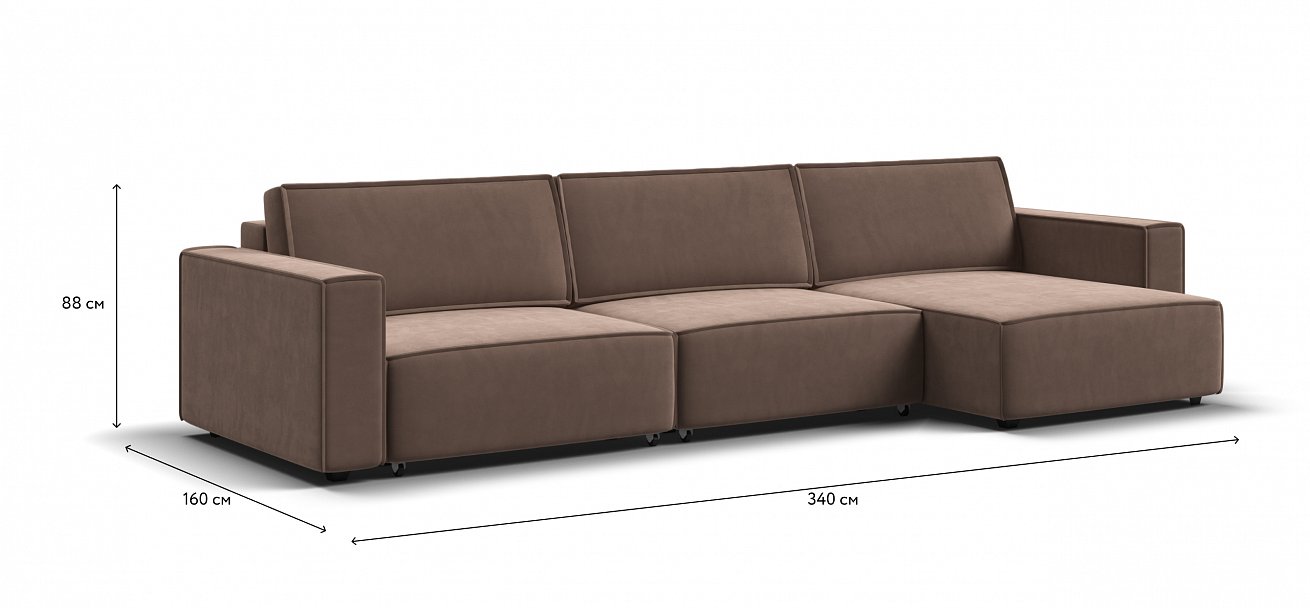 Угловой диван Босс Софт Модуль Макс велюр Монолит мокко