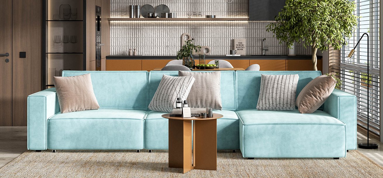 Угловой диван Босс Софт Модуль Макс велюр Монолит аква