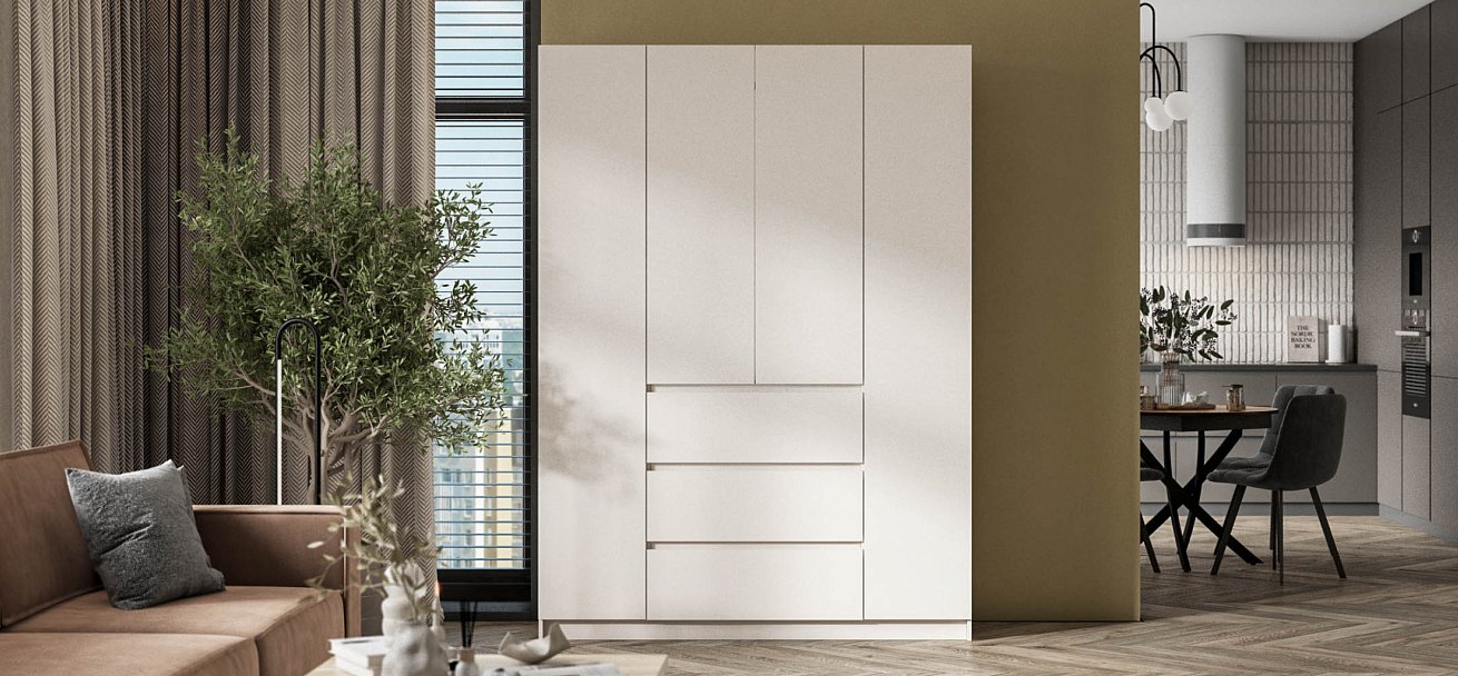 Идея 160 шкаф распашной 4Д+ящики Кашемир