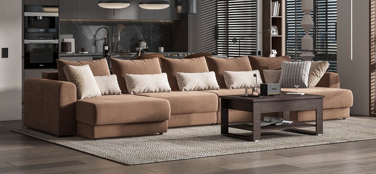 Модульный п-образный диван Ричмонд Модуль велюр Монолит мокко