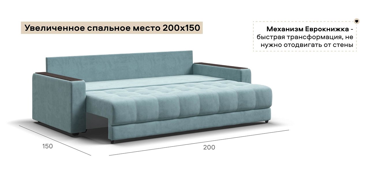 Диван Босс велюр Монолит аква