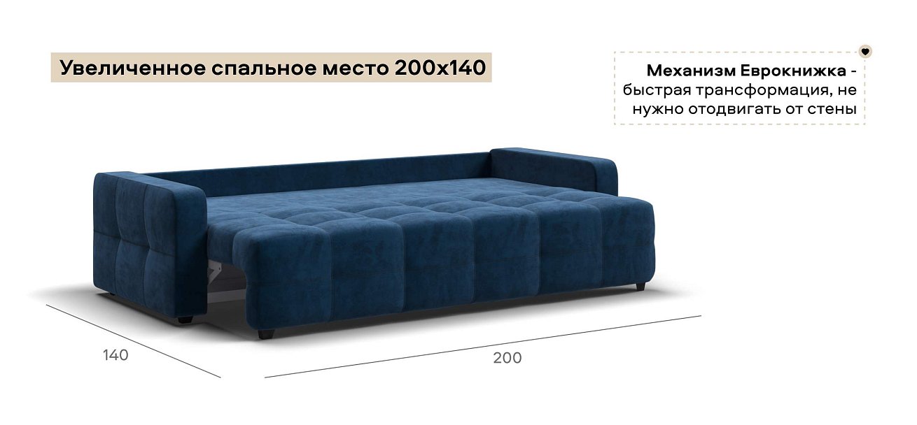 Диван Денди велюр Монолит синий