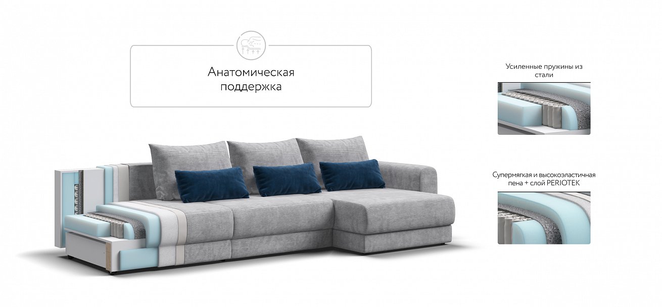 Модульный угловой диван Ричмонд Модуль Макс Вельвет Корд серый